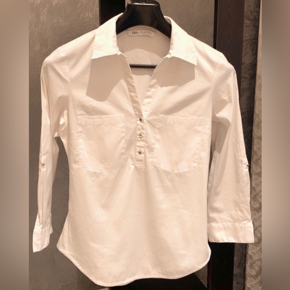 Official wear and classy! White Shirt From ZARA for Women! With golden buttons! - Picture 2 of 5
